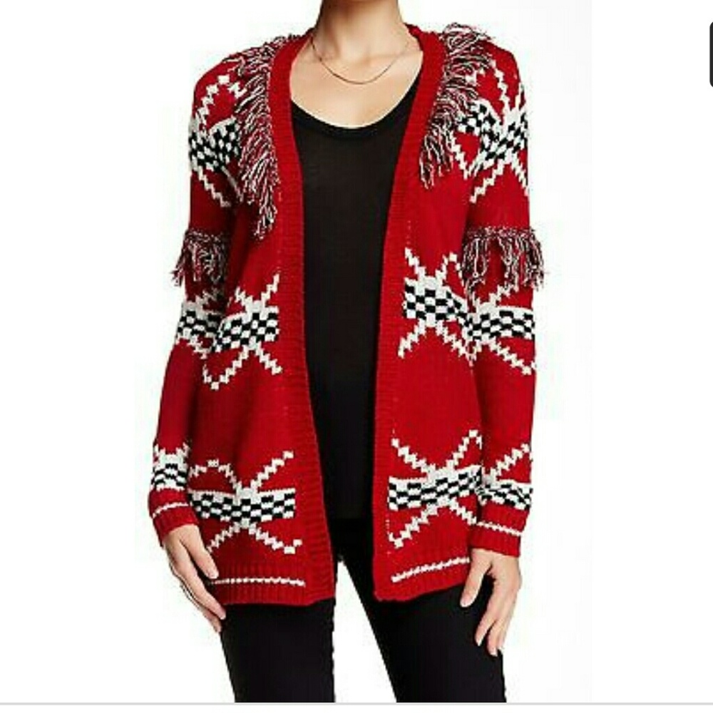 Fringe red cardigan